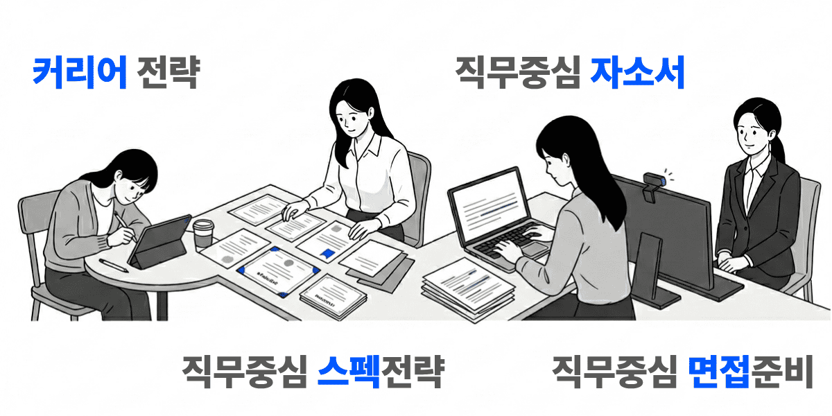 닥터베니 취업컨설팅에서 진행중인 직무중심의 커리어전략, 자소서 작성, 스펙전략, 면접준비가 필요한 취업준비생